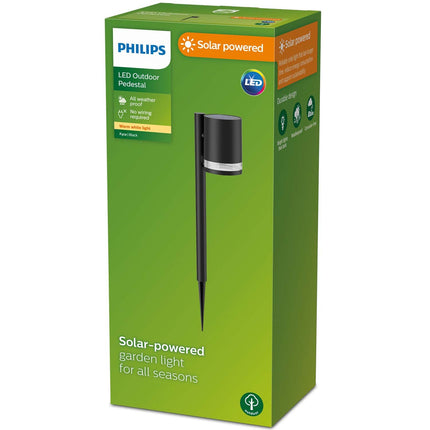Lampe de jardin Fyce à cellule solaire droite LED ultra-efficace 200 lm Noir