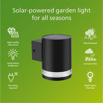 Fyce nástěnná lampa rovná solární ultraúsporná LED 200lm černá