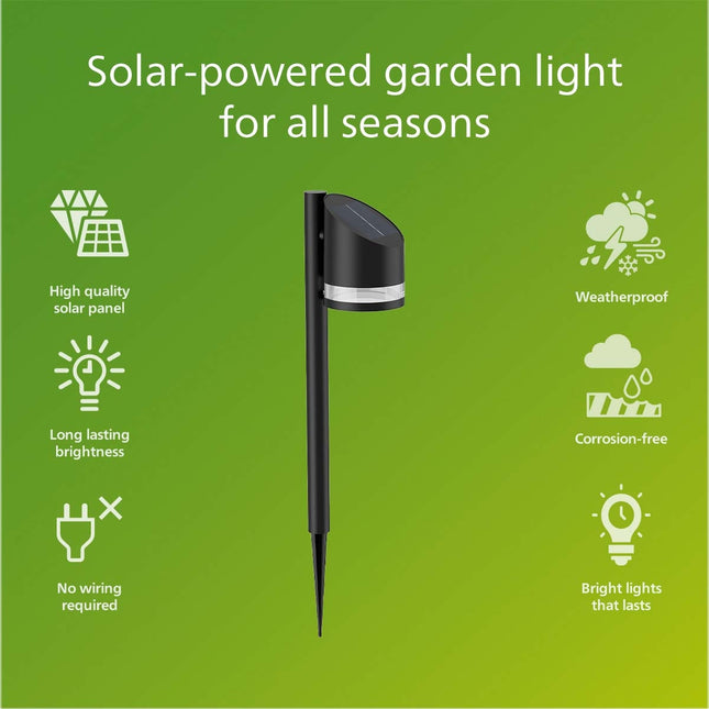 Fyve Gartenlampe abgewinkelt Solarzelle Ultra Effiziente LED 200lm Schwarz