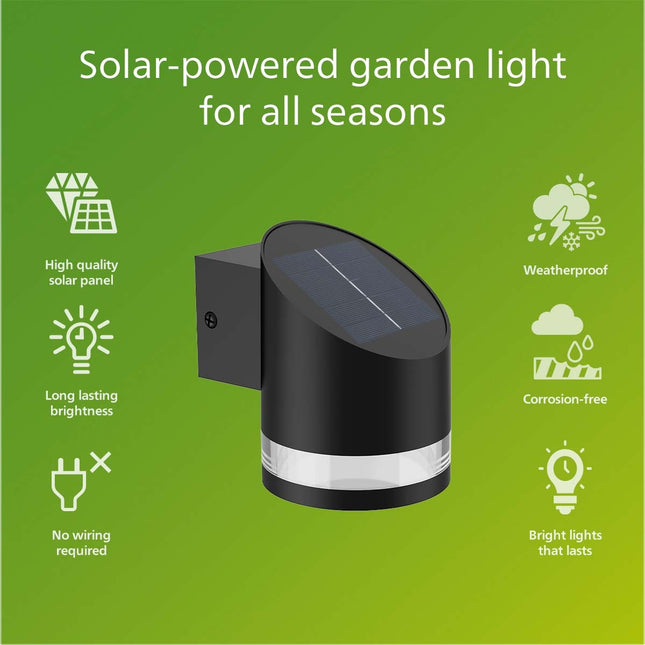 Fyve Wandleuchte abgewinkelt Solarzelle Ultra Effiziente LED 200lm Schwarz