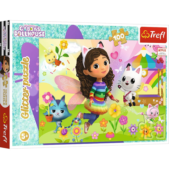 Gabby's Dollhouse Glitzer-Puzzle, 100 Teile für Kinder