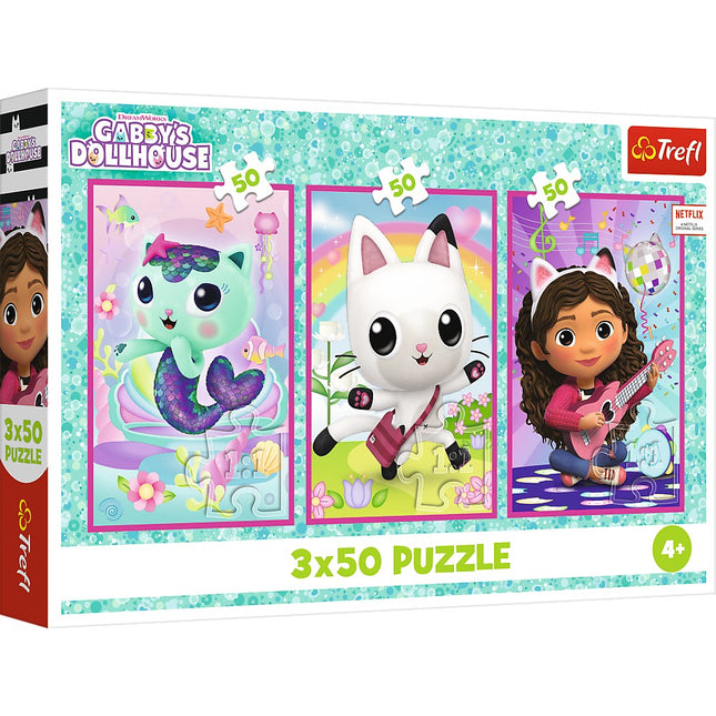 Gabby's Dollhouse Puzzle-Set, 3x50 Teile, Spaß für Kinder