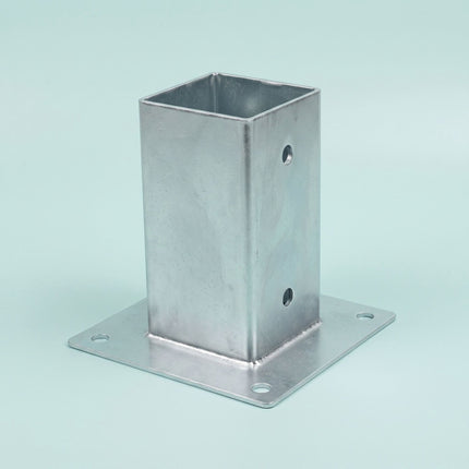 Galvanised Steel Post Supports, 4 Pack – Silver, 90x150 mm
