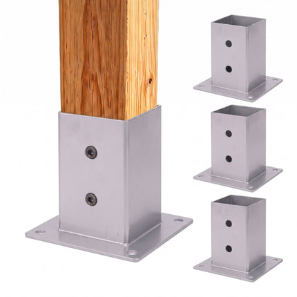 Galvanised Steel Post Supports, 4pc Set – 70x70 mm