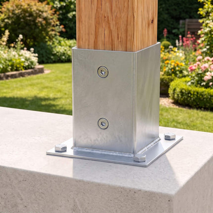 Galvanised Steel Post Supports, 4pc Set – 70x70 mm