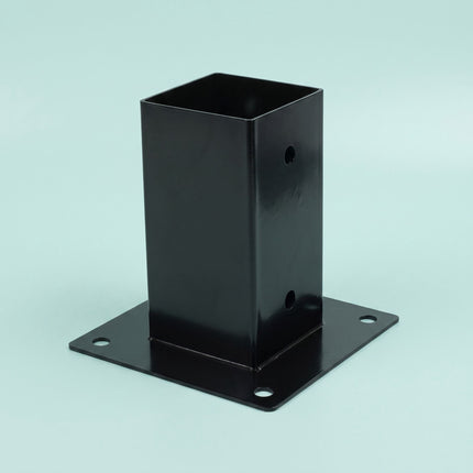 Galvanised Steel Post Supports, 4pc Set, Black, 90x150 mm