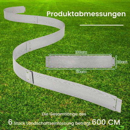 Galvanized Metal Garden Edging, 6 Panels, 600 cm