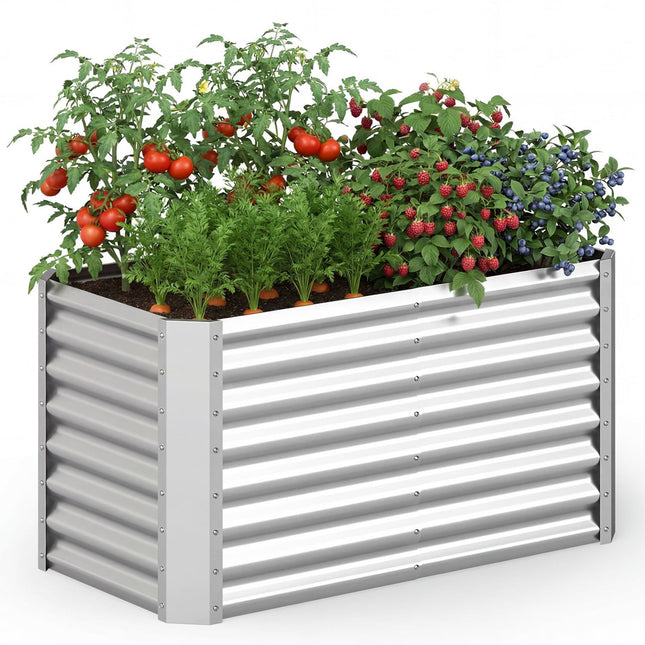 Verzinktes Hochbeet, 120 x 60 x 60 cm, Silber