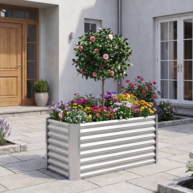 Verzinktes Hochbeet, 120 x 60 x 60 cm, Silber
