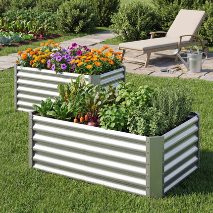 Verzinktes Hochbeet, 120 x 60 x 60 cm, Silber