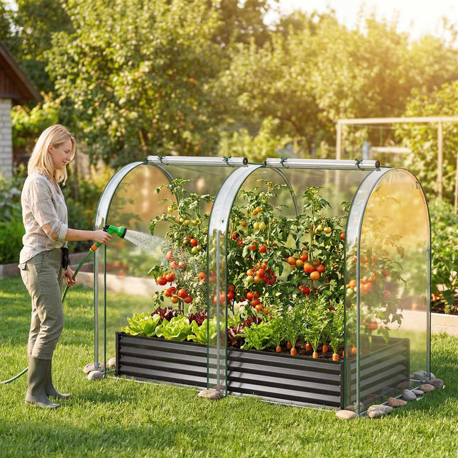 Hochbeet verzinkt 180x90x30 cm mit Gewächshausabdeckung