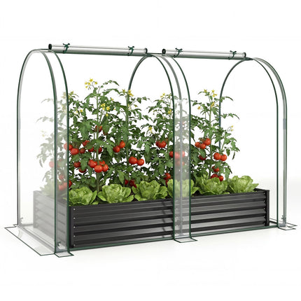 Verhoogd tuinbed van gegalvaniseerd staal, 180x90x30 cm, met kasafdekking.