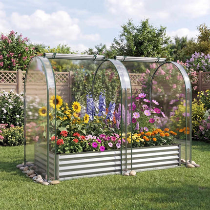 Verzinktes Hochbeet 6x3x1 Fuß mit PVC-Abdeckung