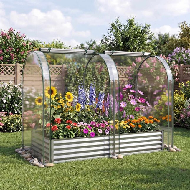 Verzinktes Hochbeet 6x3x1 Fuß mit PVC-Abdeckung