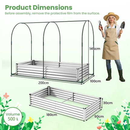 Verzinktes Hochbeet 6x3x1 Fuß mit PVC-Abdeckung