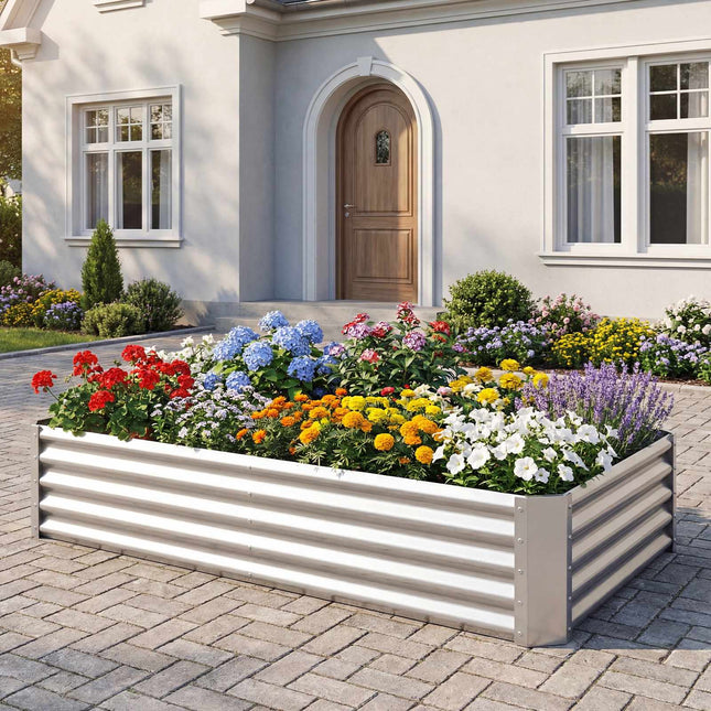 Erhöhtes Gartenbeet aus verzinktem Stahl 180 x 90 x 30 cm, offener Boden