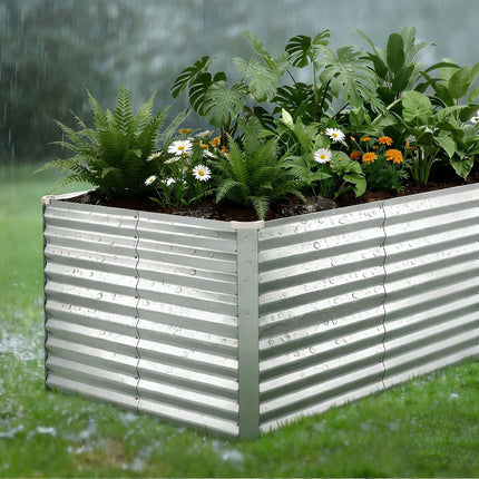 Galvanized Raised Garden Bed 8 x 4 x 3 Ft, Alu-Zinc
