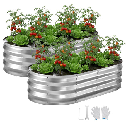 Galvanized Raised Garden Beds, 2 Pack, 4x2x1 Ft Oval