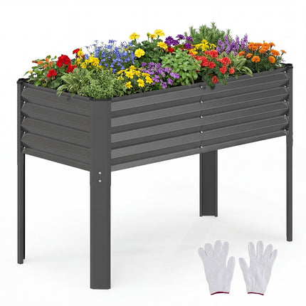 Verzinktes Hochbeet mit Beinen, 117 x 61 cm, Grau