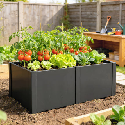 Galvanized Steel Raised Garden Bed, 150x53x55 cm, Black