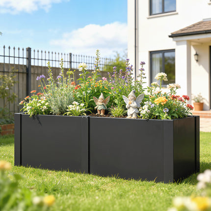 Galvanized Steel Raised Garden Bed, 150x53x55 cm, Black