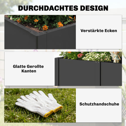 Galvanized Steel Raised Garden Bed, 150x53x55 cm, Black