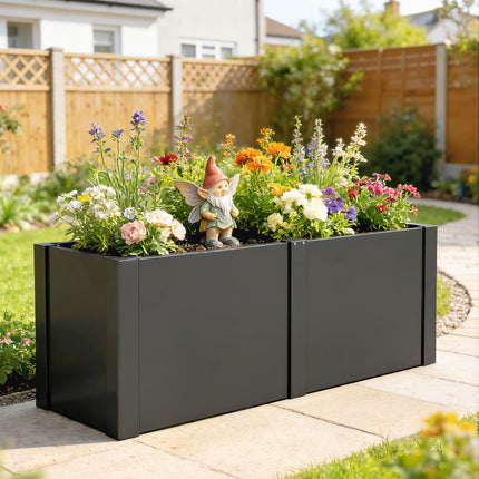 Galvanized Steel Raised Garden Bed, 150x53x55 cm, Black