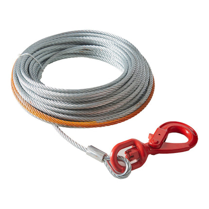 Galvanized Steel Winch Cable 3/8 in x 75 ft, Swivel Hook