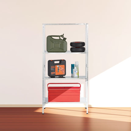 Galvanized metal shelf with 4 shelves