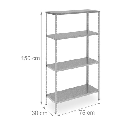 Galvanized metal shelf with 4 shelves