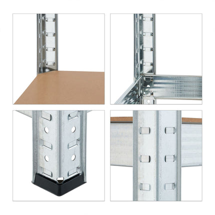 Galvanized shelves for heavy loads with 4 levels