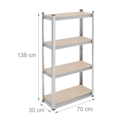 Galvanized shelves for heavy loads with 4 levels