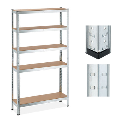Galvanized shelves for heavy loads with 5 levels
