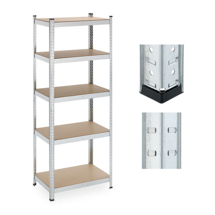 Galvanized shelves for heavy loads with 5 levels