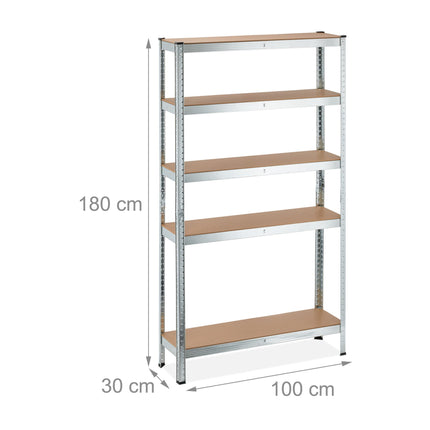 Galvanized shelves for heavy loads with 5 levels