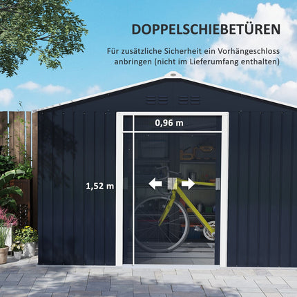 Galvanized steel garden shed, 4.9 m², weatherproof and lockable