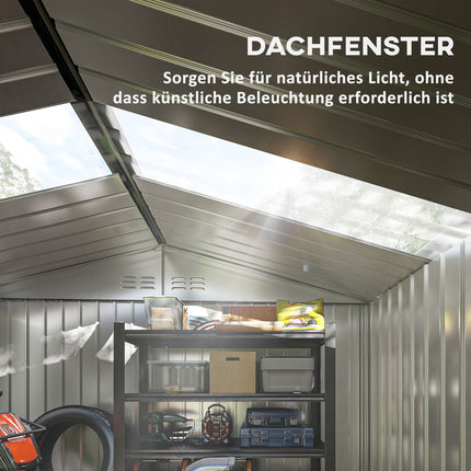 Galvanized steel garden shed, 4.9 m², weatherproof and lockable