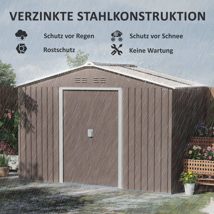 Geräteschuppen aus verzinktem Stahl, 4,9 m², abschließbar und wetterfest