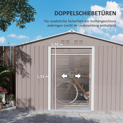 Geräteschuppen aus verzinktem Stahl, 4,9 m², abschließbar und wetterfest