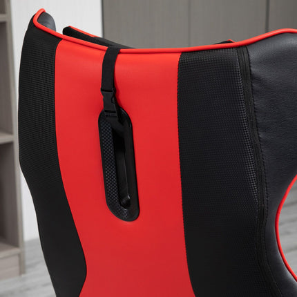 Ergonomická herní židle s houpacím mechanismem, černo-červená ocel