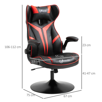 Ergonomická herní židle s houpacím mechanismem, černo-červená ocel