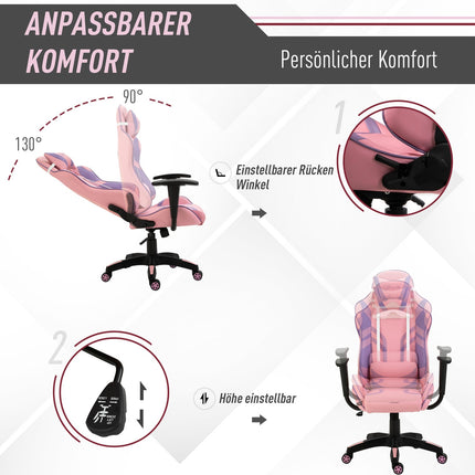 Ergonomic gaming chair with adjustable massage cushion