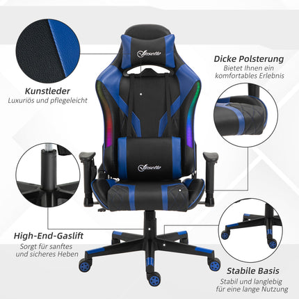 Ergonomischer Gaming-Stuhl mit LED, verstellbaren Armlehnen, hoher Rückenlehne