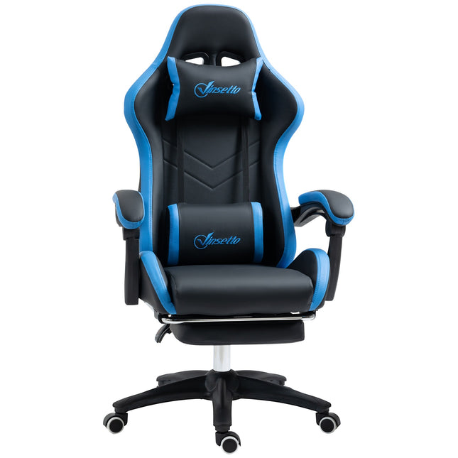 Ergonomischer Gaming-Stuhl mit Lordosenstütze und Fußstütze
