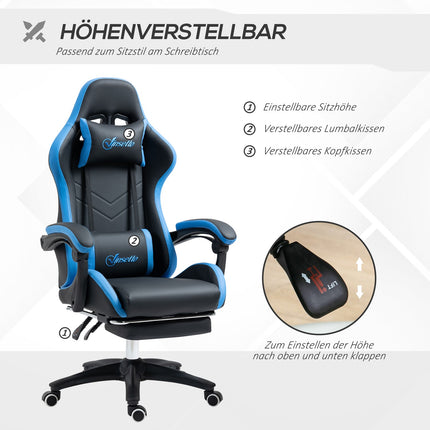 Ergonomic gaming chair with lumbar support and footrest