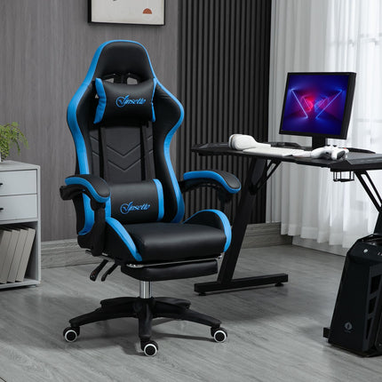 Ergonomic gaming chair with lumbar support and footrest