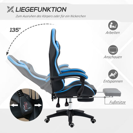 Ergonomic gaming chair with lumbar support and footrest