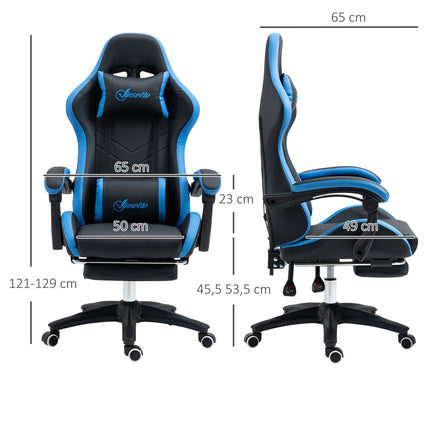 Ergonomic gaming chair with lumbar support and footrest