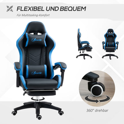 Ergonomic gaming chair with lumbar support and footrest