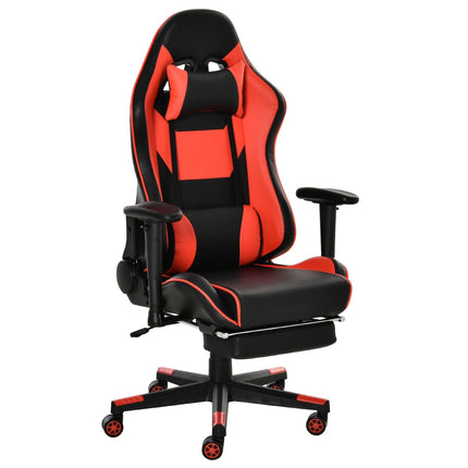 Ergonomischer Gaming-Stuhl mit klappbarer Fußstütze, schwarz
